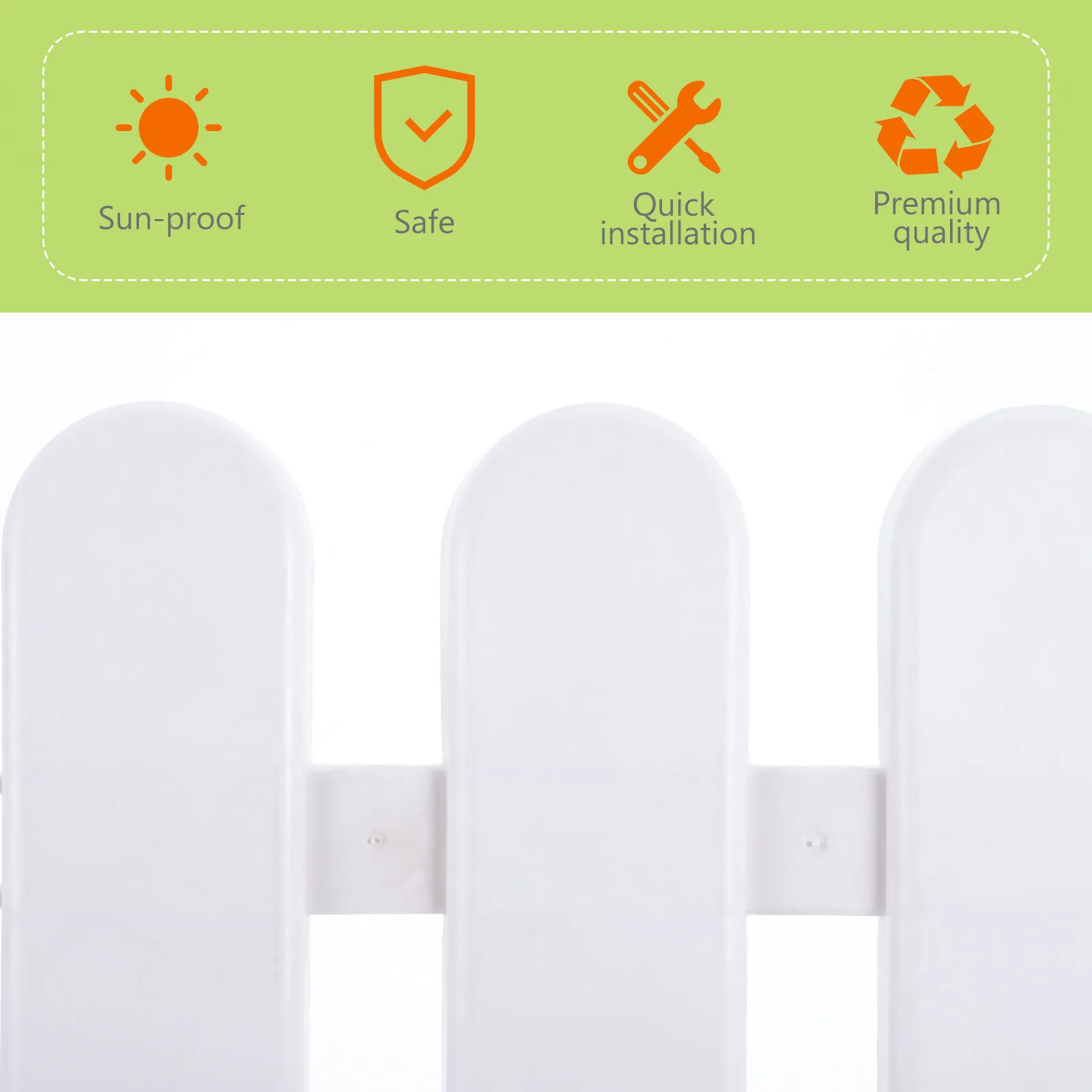 8Pcs White Plastic Fence Garden Decorative Smooth Surface Round Head Weather Resistant Landscape Garden Driveway Border