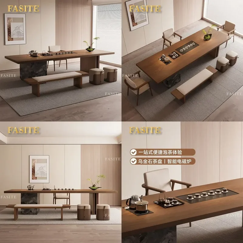 For Solid Wood Light Luxury Island Tea Table Set High End Home Living Room Office 2025 New Complete Tea Drinking Furniture