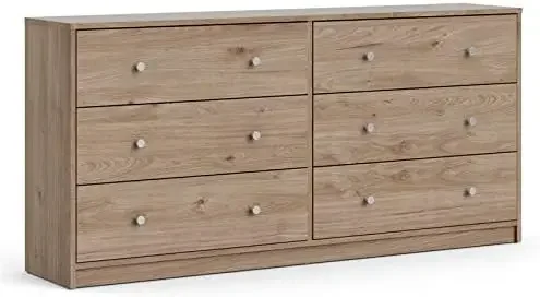 Contemporary 6 Drawer Double Dresser for Bedroom,Hallway,Living Room,Wooden,12.46