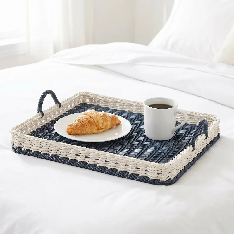 Storage Basket Handmade Woven Rattan Multipurpose Organizer for Snacks Keys Remotes, Durable Lightweight Home Decor Large