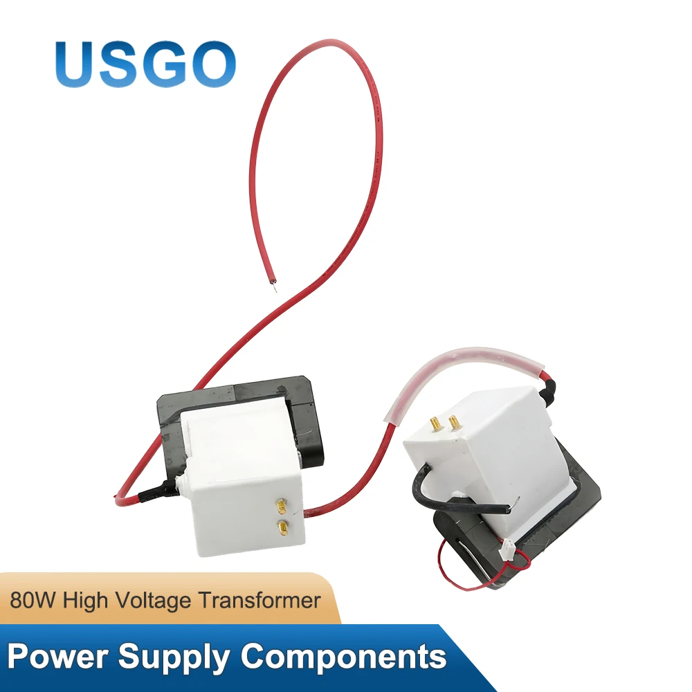 USGO 80W CO2 Laser Power Supply High Voltage Flyback Transformer Ignition Coil For Laser Engraver Cutting Machine Parts