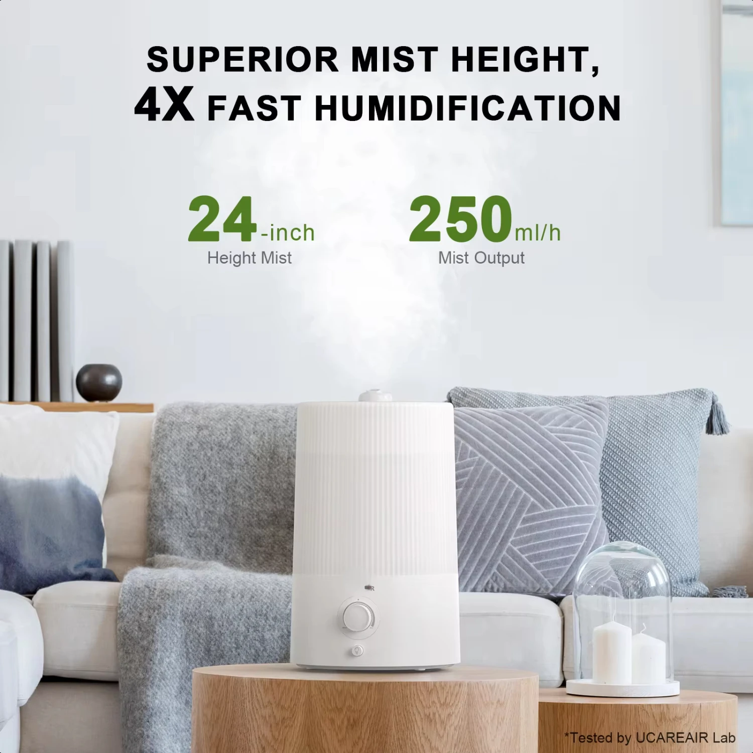 Humidificador de aire para dormitorio, humidificador de vapor frío relleno superior de 4L para habitaciones familiares grandes, guarderías para bebés y plantas, fácil de limpiar