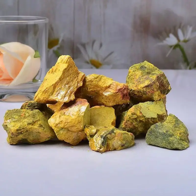 Natural yellow granite raw stone,with healing properties, suitable for home decoration, for purifying the mind and facilitating
