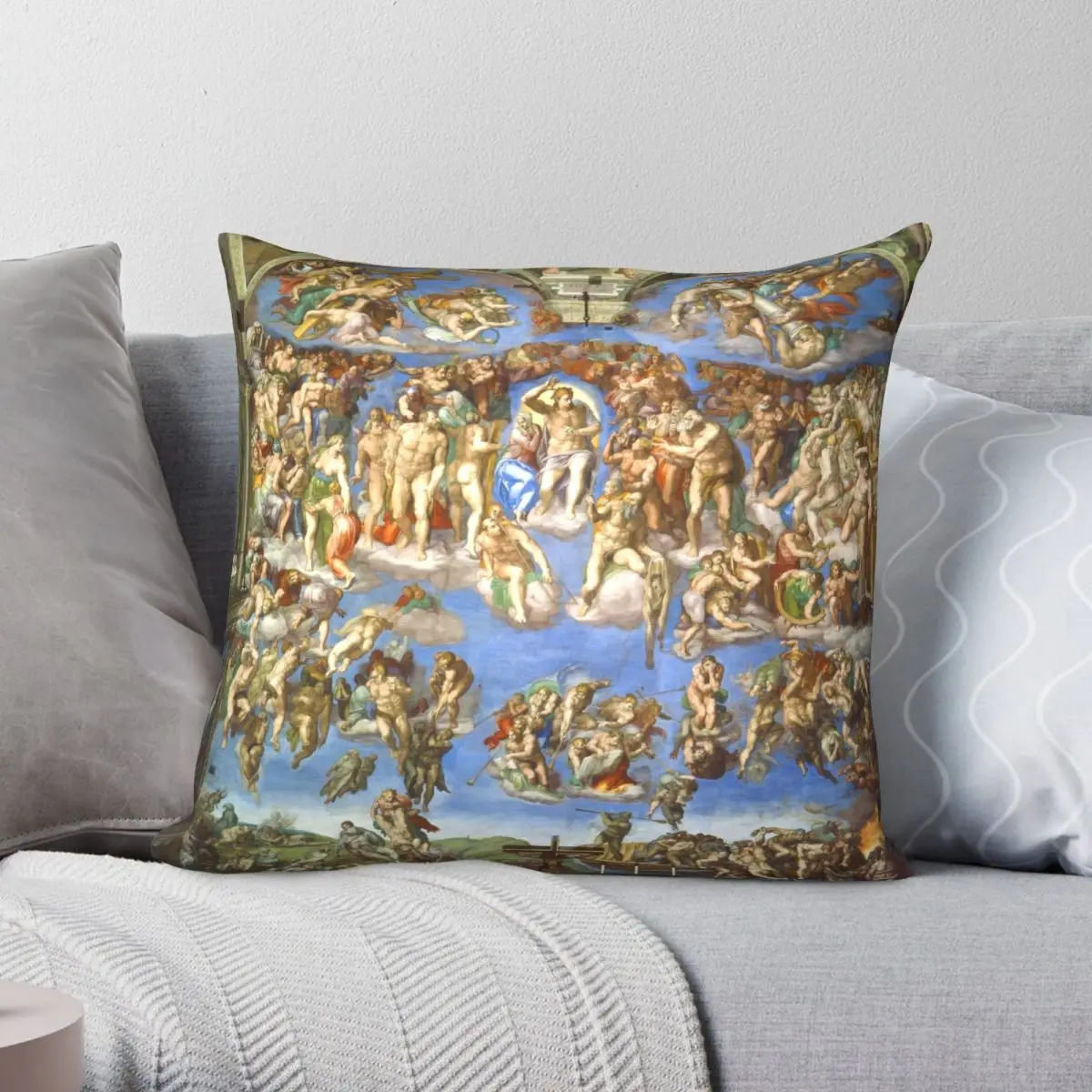 The Last Judgment Michelangelo Pillowcase Polyester Linen Velvet Printed Zip Decor Pillow Case Room Cushion Cover