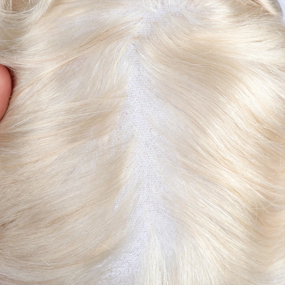 

Мужской парик из натуральных человеческих волос, незаметные отбеленные узлы, полностью швейцарское кружево спереди, естественная линия роста волос, серая основа, 1B80, 1BT/60R, платиновый блонд