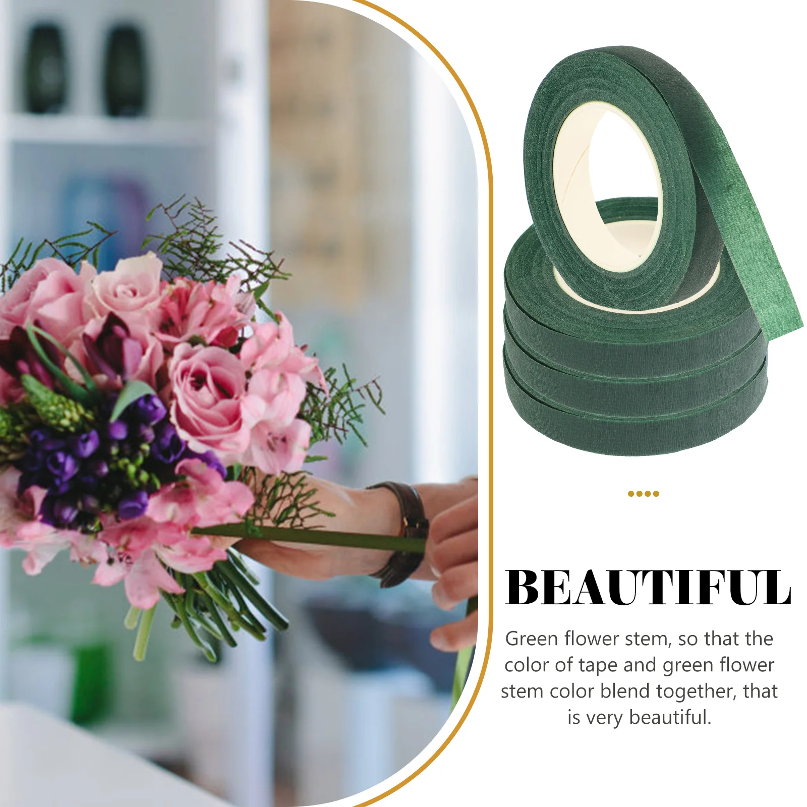 

4 Pcs Bouquet Green Tape Office Wrap Paper Wrapping Floral for Artificial Flowers