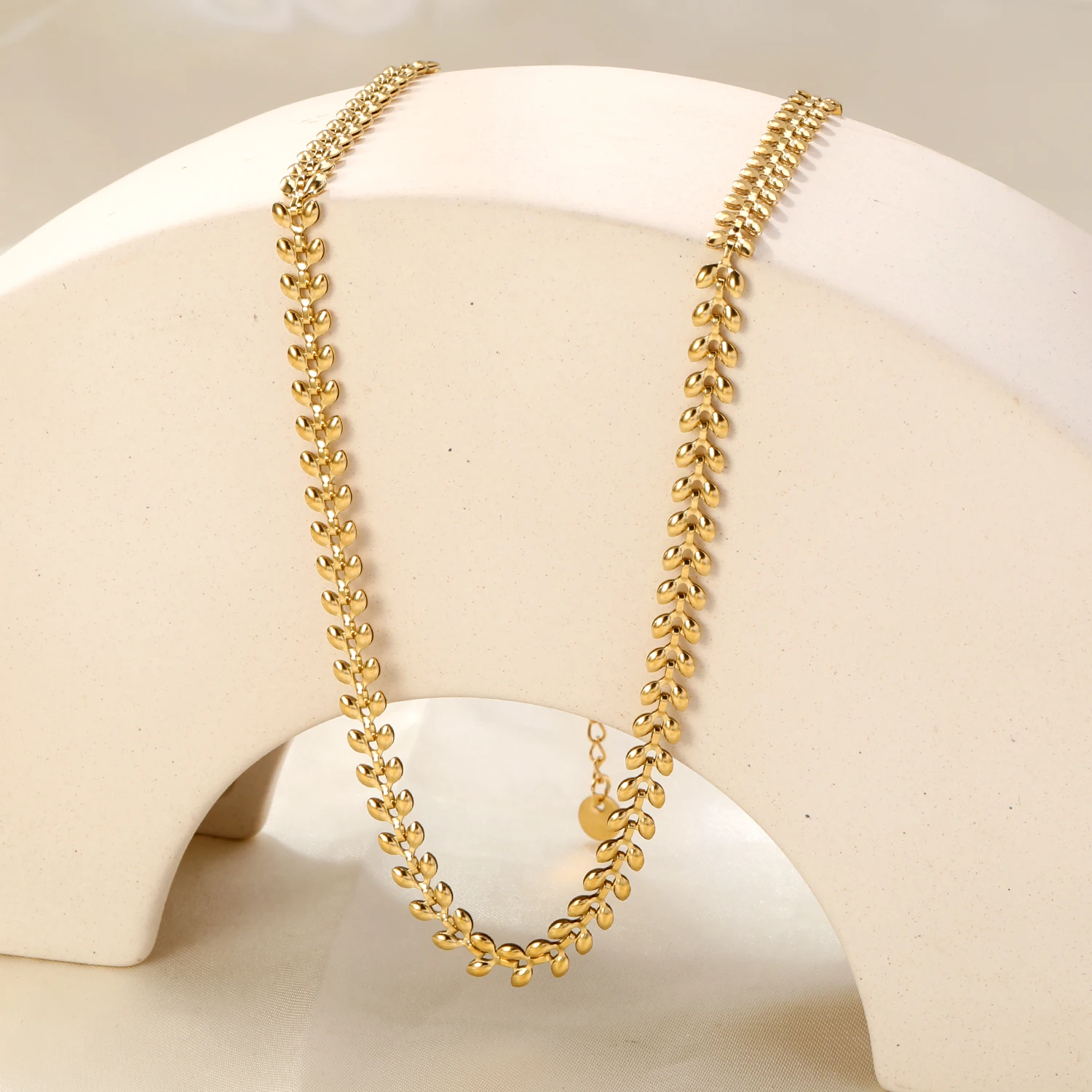 ASONSTEEL على شكل قلب ربط القمح سبايك سلسلة قلادة الفولاذ المقاوم للصدأ المختنق المعادن للنساء الرجال الاكسسوارات بالجملة مجوهرات #3