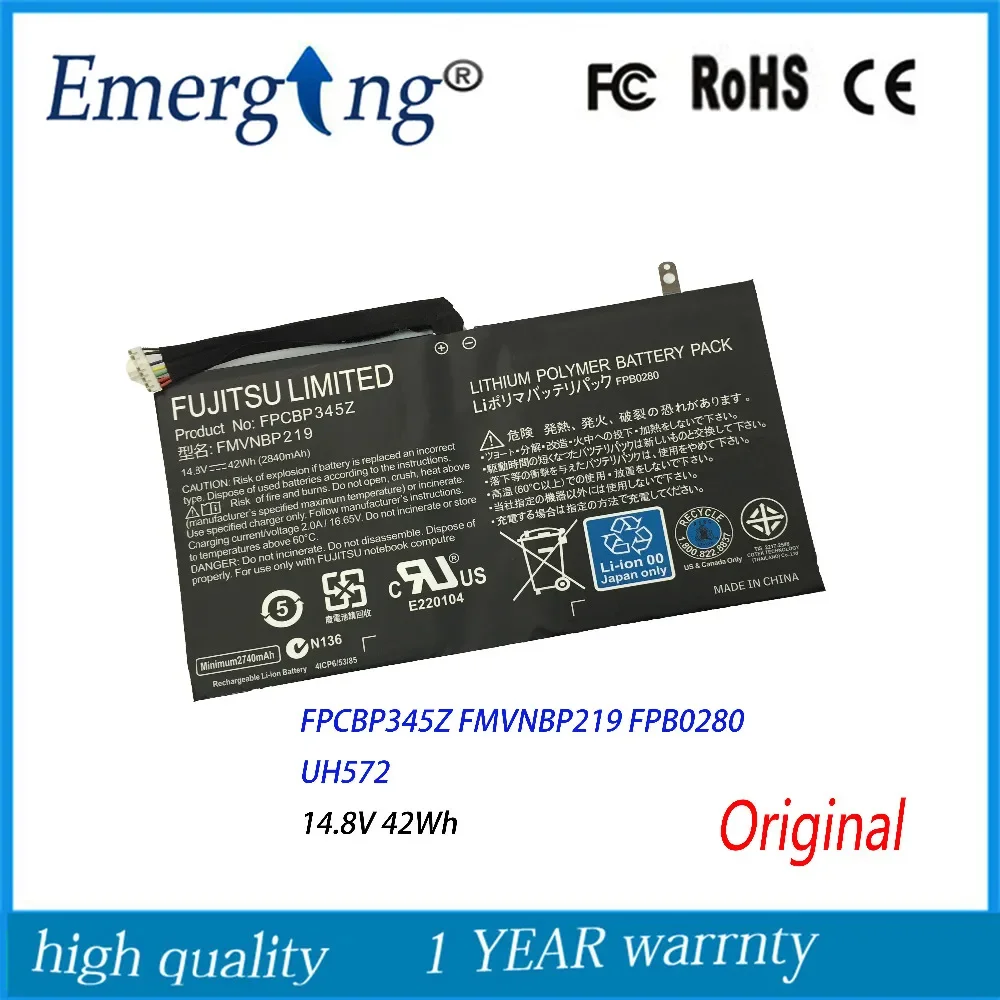 

14.8V 42Wh FPCBP345Z Laptop Battery for FUJITSU FMVNBP219 FPB0280 LifeBook UH572 Ultrabook