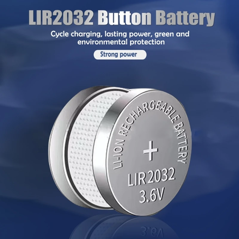 Long lasting and Reliable 3.6V LIR2032 Lithium Rechargeable Button Battery for Remote Control, Watches, and Motherboards