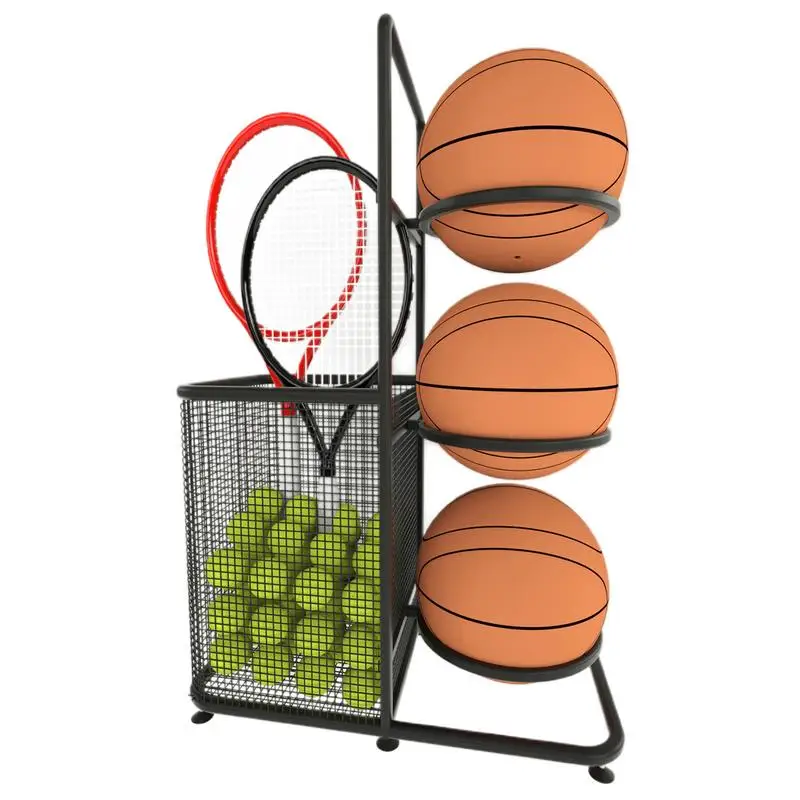 

Vertical Ball Rack Basketball Holder Garage Sports Ball Organizer Multi Layer Ball Storage Stand Cast Iron Garage Organizer For