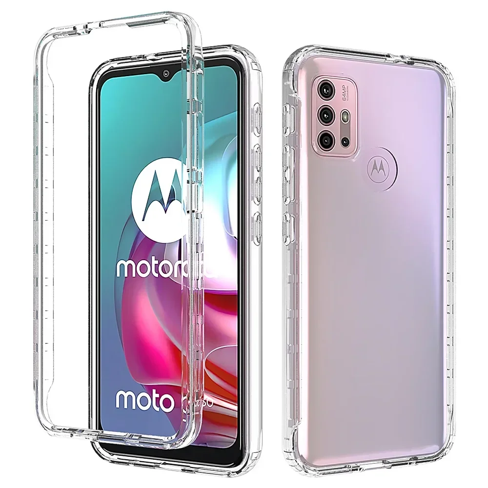 Candy Color Phone Case for Motorola Moto G30 G20 G10 Power Funda Capa Transparent Shockproof Shell 2IN1 Dual Layer Back Cover