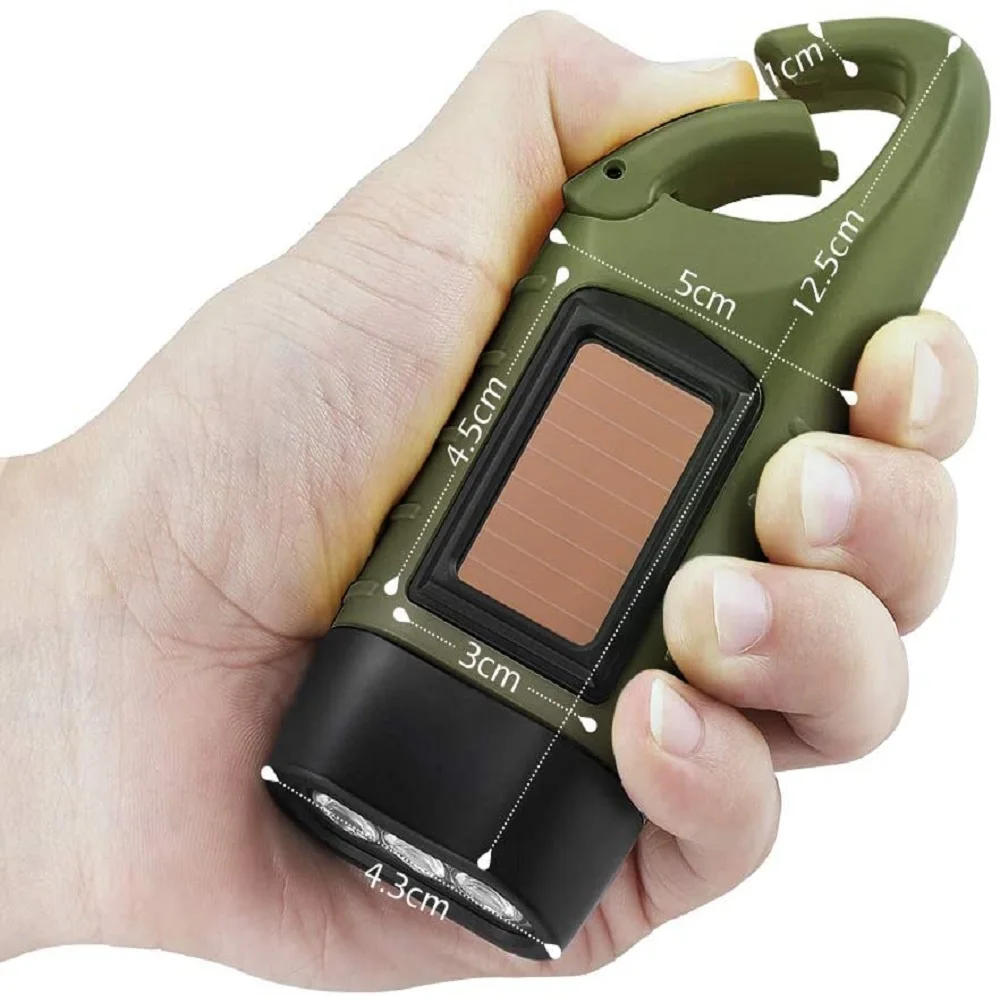 

Hand Crank Solar Powered Flashlight Emergency Rechargeable LED Survival Torch for Outdoor Sport