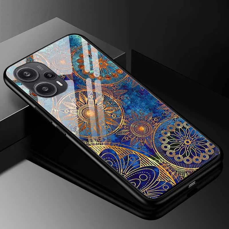 Tempered Glass Phone Case For Xiaomi Poco F5 5G F5Pro Cover Poco F5 Pro Redmi Note 12S 12C 12 4G Luxury Hard Back Bumper PocoF5