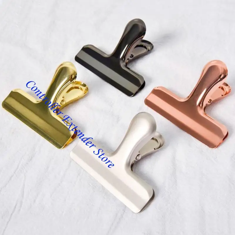 N84B Large Hinge Clips Colorful Clips Stainless Steel Paper Clamps File Clip for Receipts Bills Drawing Pad DIY Crafting