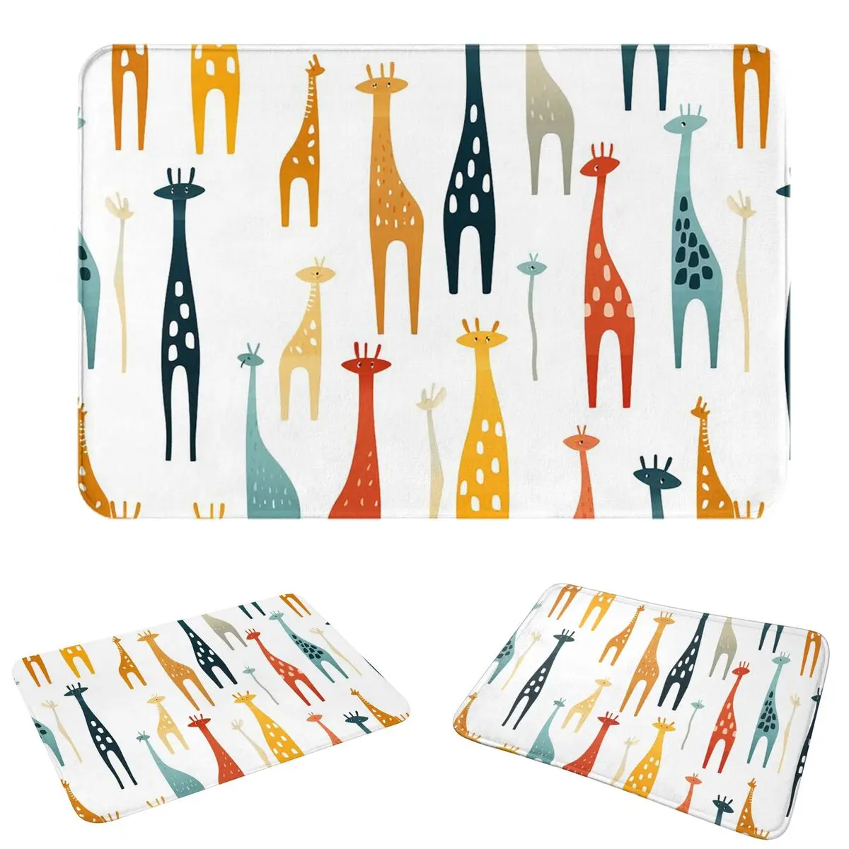 Cartoon Colorful Giraffe Pattern Doormat Washable Carpet Rug Kitchen Entrance Home Floor Mat for Bathroom Footpad Mats