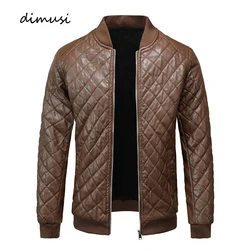 DIMUSI Autumn WInter Men's PU Jacket Casual Mens Warm Vintage Moto Faux Leather Coats Fashion Hip Hop Zipper Leather Jacket men