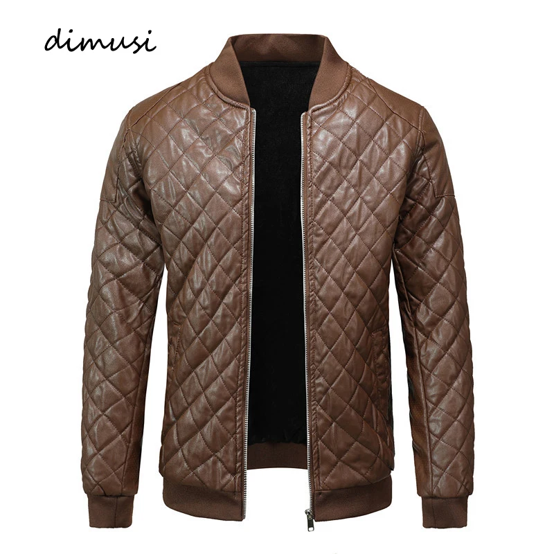 DIMUSI Jesień Zima Męska Kurtka PU Casual Męska Ciepła Vintage Moto Faux Leather Coats Moda Hip Hop Zipper Leather Jacket men
