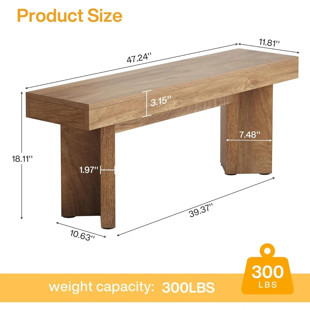 Farmhouse Style 47 Wooden Bench for Entryway, Bedroom, Hallway, and Foyer