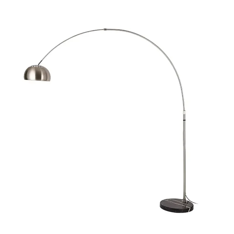 Modern Nordic Curved Floor Lamp with Marble Base LED Corner Standing Light for Living Room Designer Fishing Style Strip