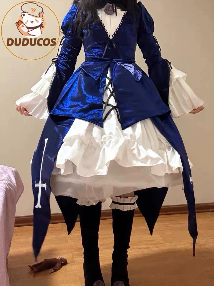 DUDU-SR Rozen Maiden Suigintou Cosplay Costume Dress Role Play Wigs Outfit Halloween Carnival Party Uniform