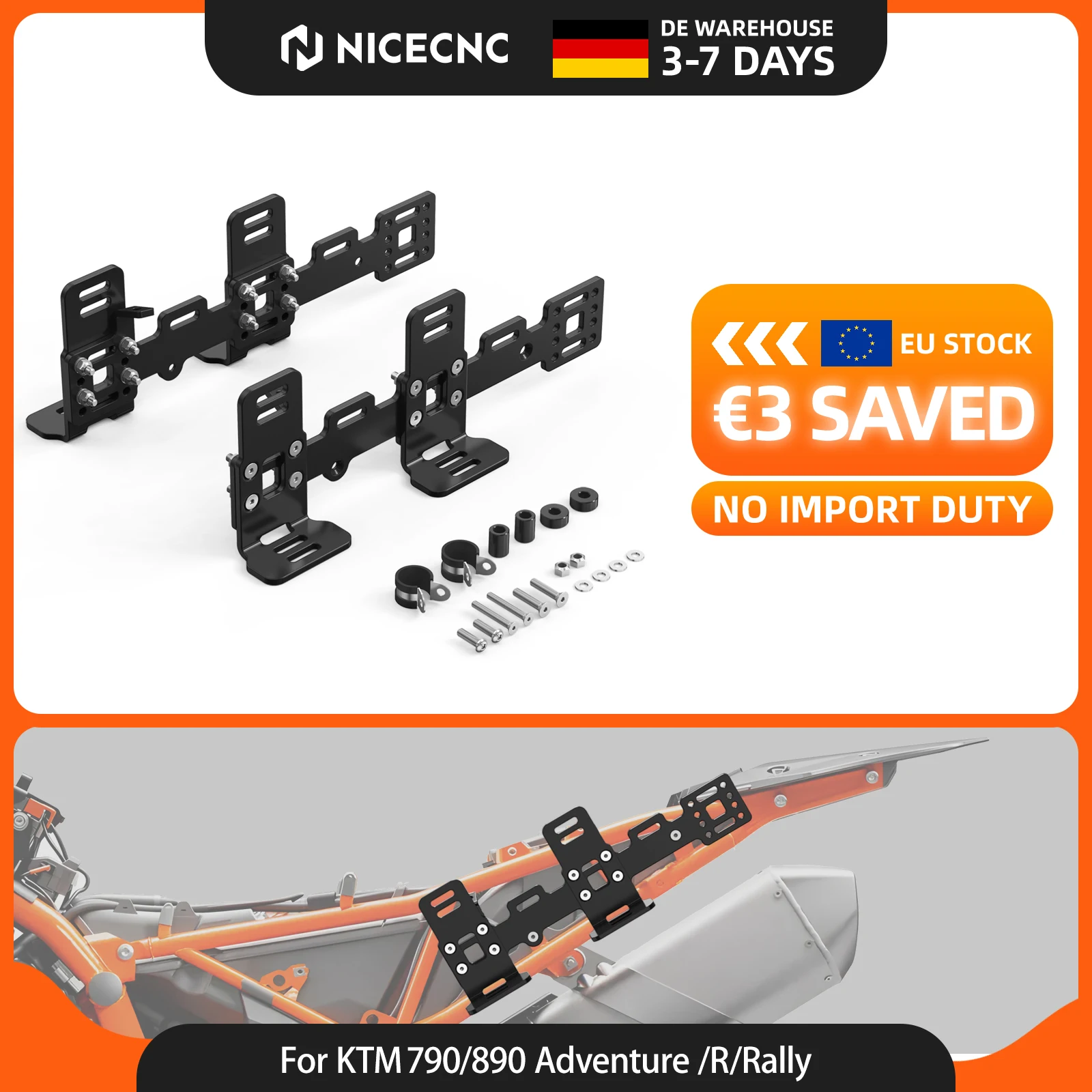 Image of (EU-Lager) NICECNC Gepäckträger-Seitenhalterung Satteltaschen-Halterungs-Set für KTM 790 Adventure /R 890 Adventure /R /Rally 2019-2024