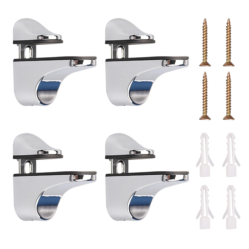 4 stuks woonkamer ondersteuning geborsteld hardware verstelbare dikte glazen plank beugel zware zinklegering boekenplank duurzaam