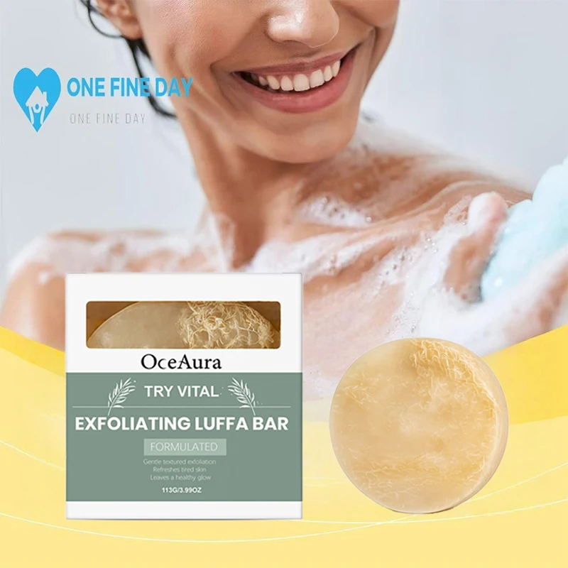 

Loofah Soap Bar Gentle Exfoliating Body Scrub Moisturizing Skin Soft Smooth Luffa Cleansing Spa Shower Soap Natural Hydrating