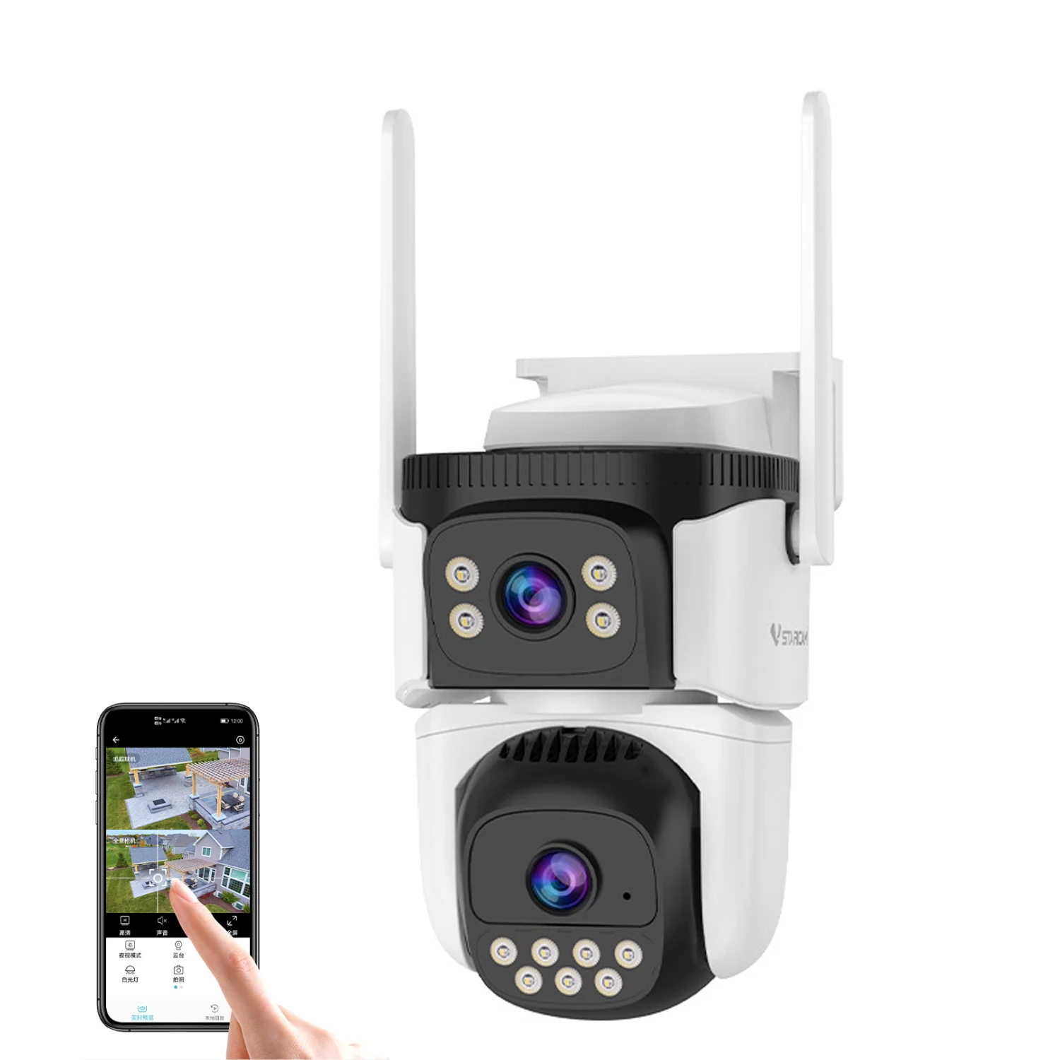 

Wireless Security Camera Outdoor Dual Lens 4MP 1080P Pan Tilt Cameras Home Security Color Night Vision Motion Detection