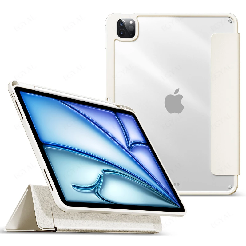 2025 Tablet Case for iPad Pro 13 M5 Case with Pencil Holder Cover for iPad Pro 12.9 2022 2021 Case with detachable Magnetic cap