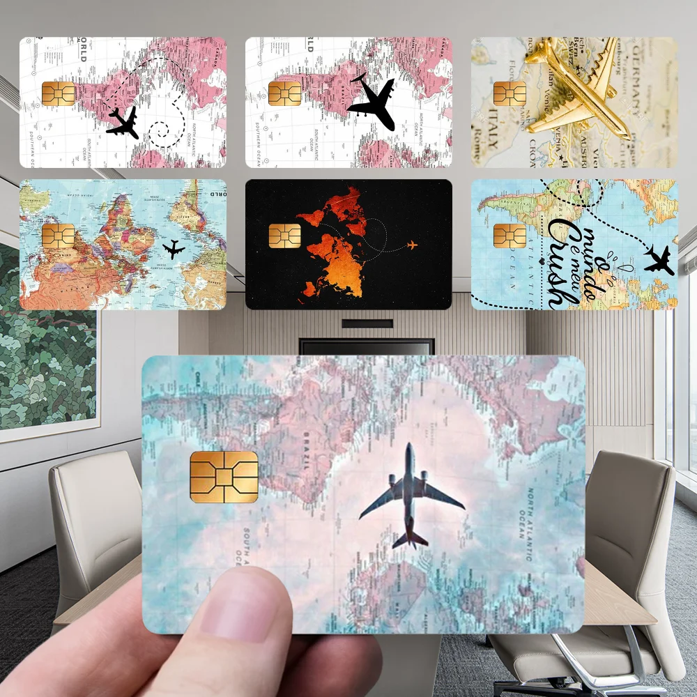 

A-Airplane Map Stickers New Cartoon Card Debit Bank Charge Card Bus Metro Waterproof Sticker Decal Decoration