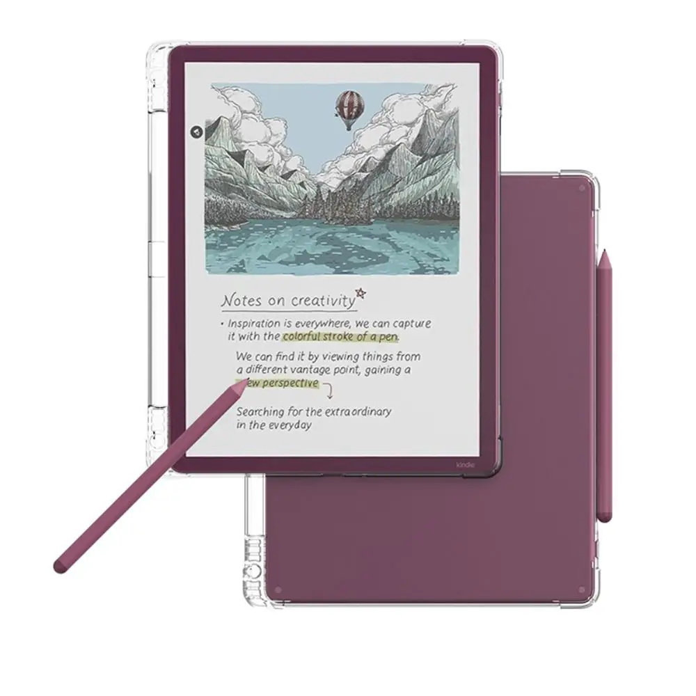 Soft TPU E-Reader Case Airbag with Pen Holder Protective Shell Drop Resistance for Kindle Scribe/Colorsoft 11 inch 2025