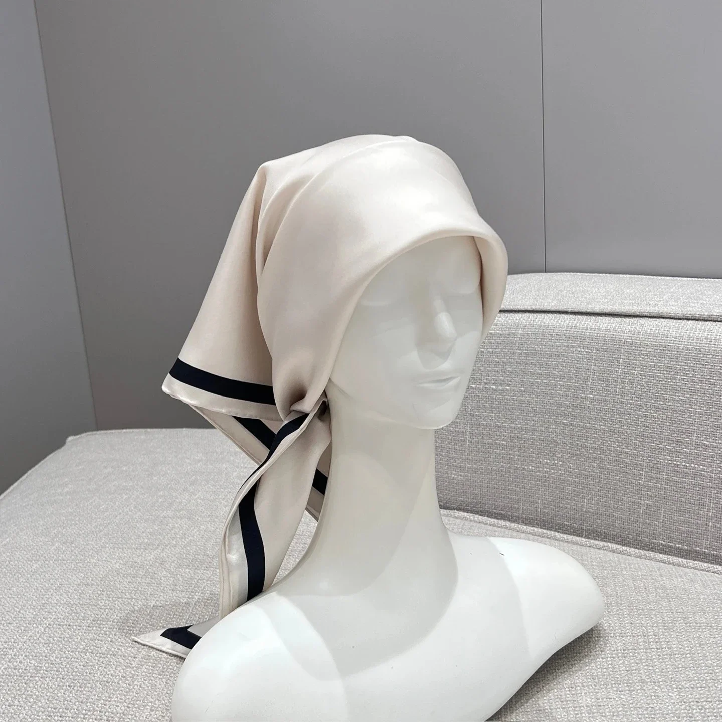 Luxury Silk Scarf for Women, Simple Black and White Square Scarf, Women's Shawl, Lightweight Silk Scarf for Outfit Matching.