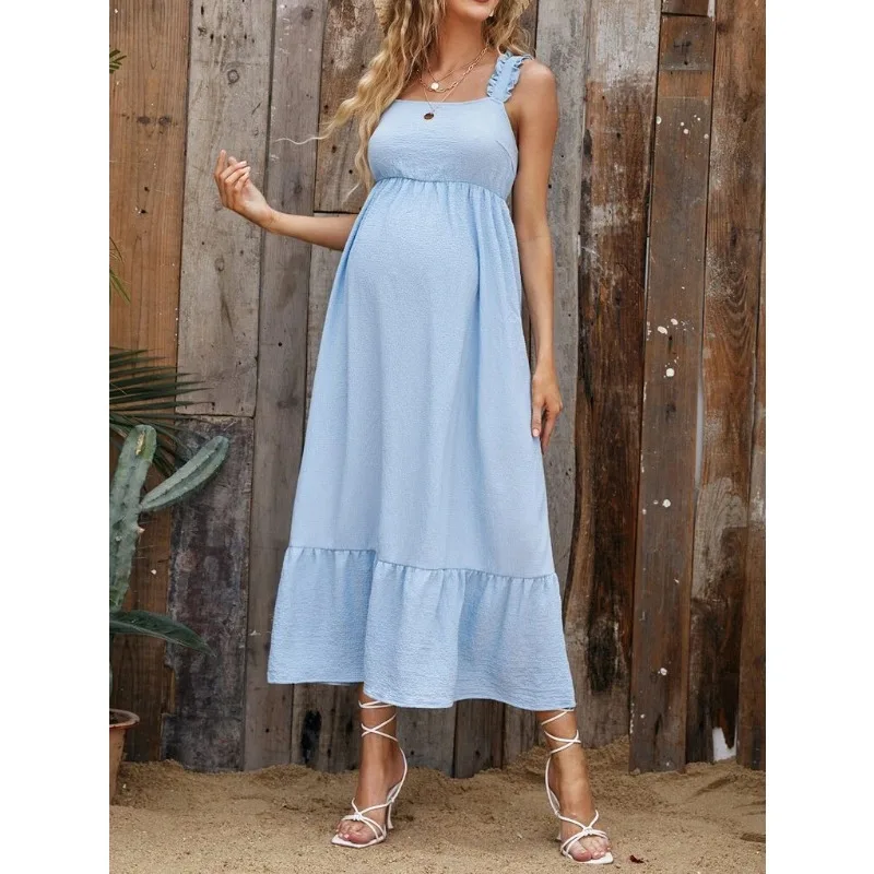 Breastfeeding Maternity Dresses Maternity Clothes Ruffles Sundress for Pregnat Women Elegant Pregnancy Butterfly-knot Dress