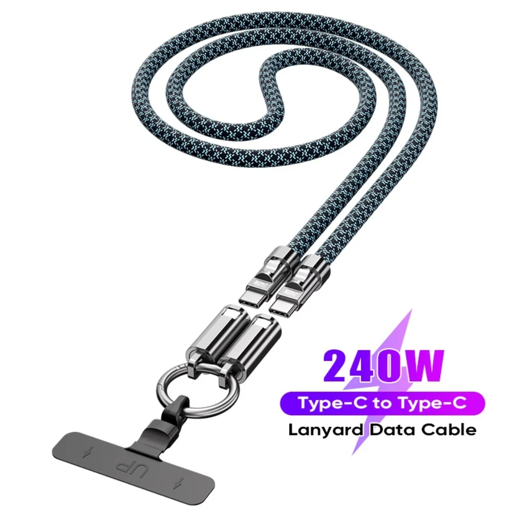

PD 240W USB C Phone Lanyard Cable Fast Charging Data Cord For iPhone Samsung Xiaomi Huawei USB Type C Quick Charge Charger Cable