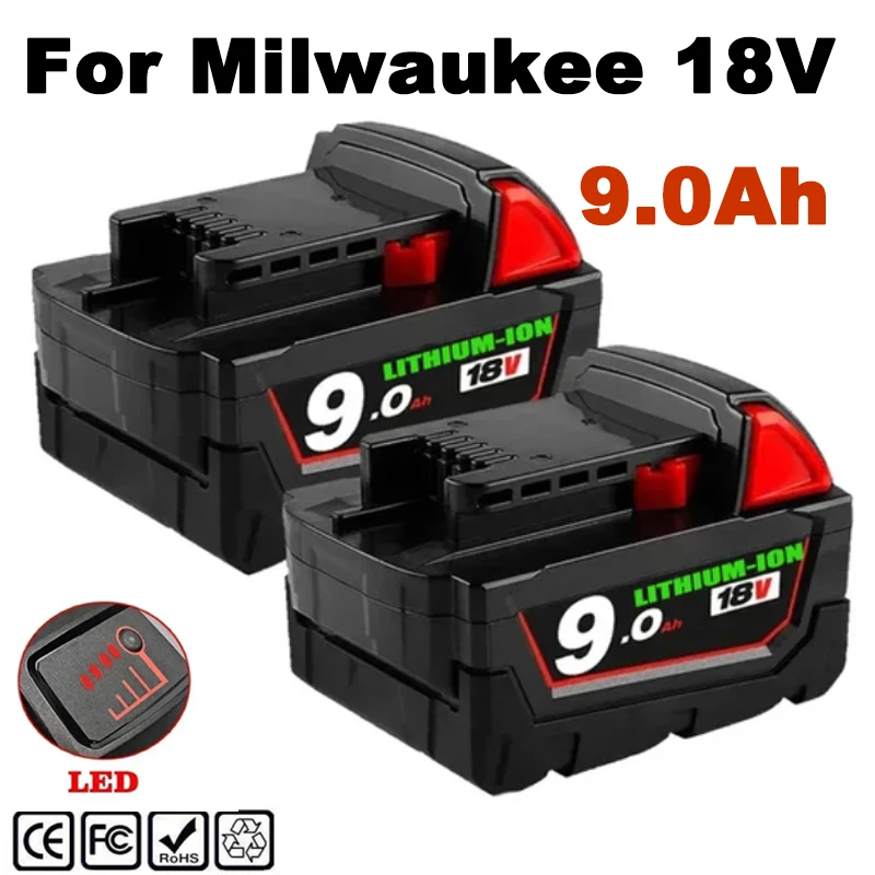 

Сменный литиевый аккумулятор 18 в 9000 мАч для Milwaukee M18 48-11-1815 48-11-1850 2604-22