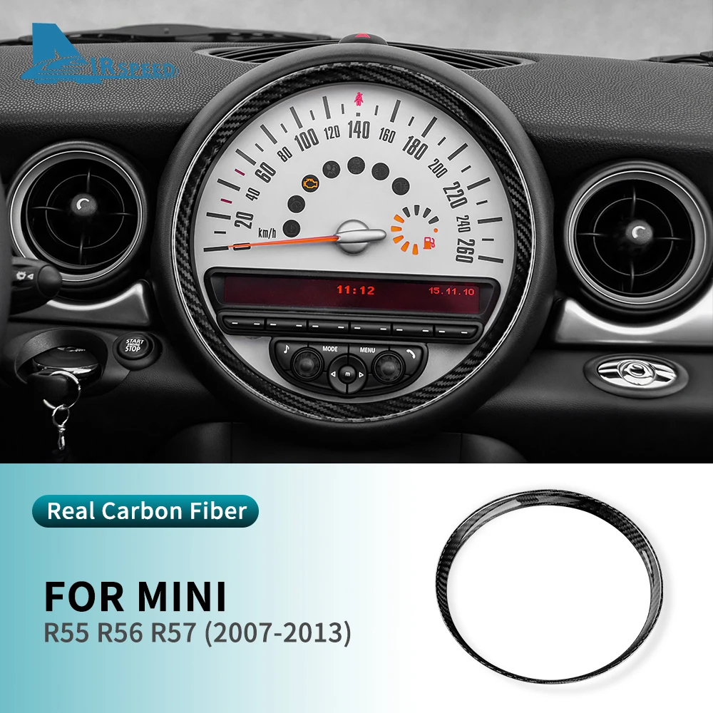 

Для Mini R55 R56 R57 2007-2013 Автомобильный Центральный контроллер Спидометр Инструмент внутренняя рамка наклейка чехол из настоящего углеродного волокна аксессуары