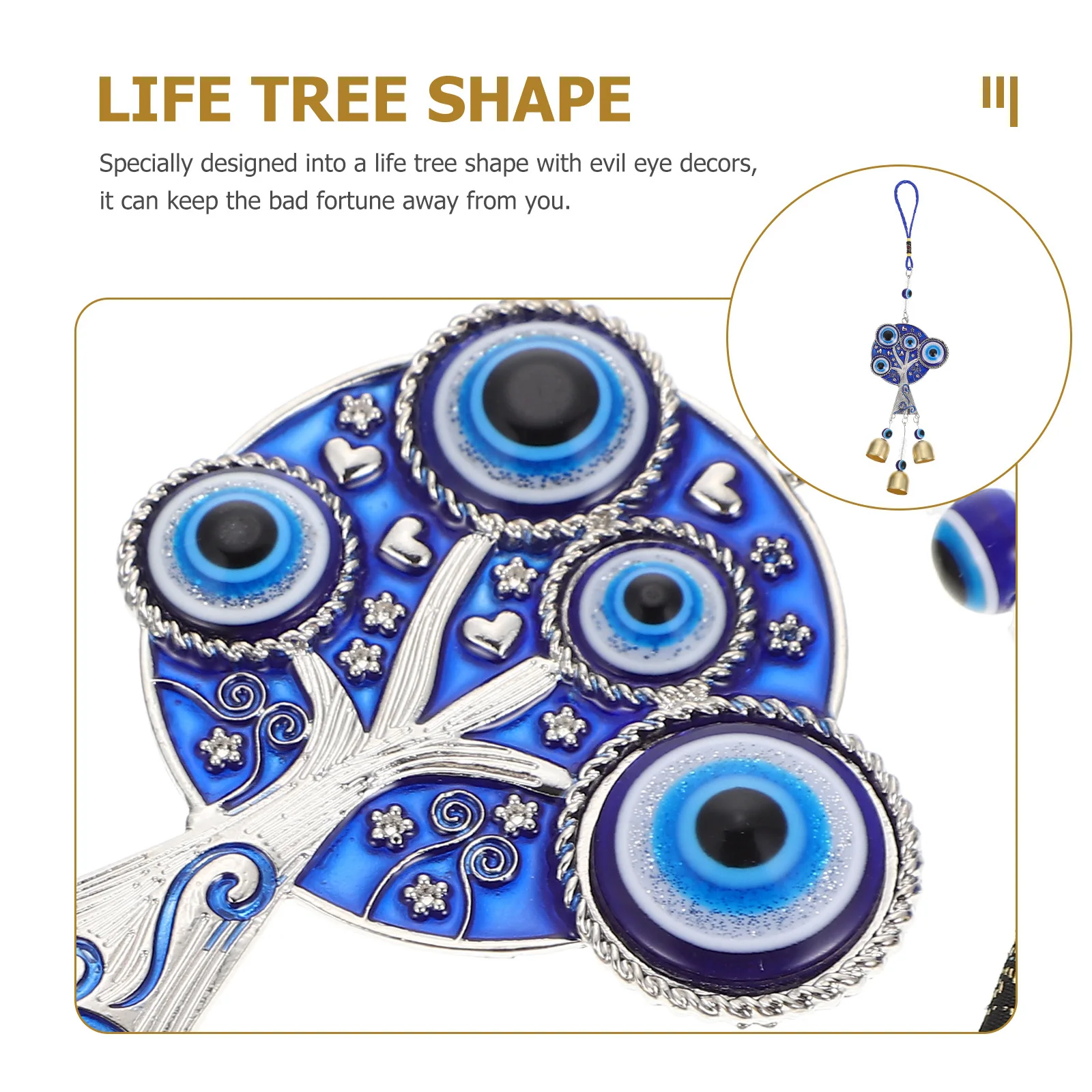 

Evil Eye Wind Bell Hanging Decoration Blue Exquisite Design Metal Home Outdoor Decor Elegant Tree Shape Gift