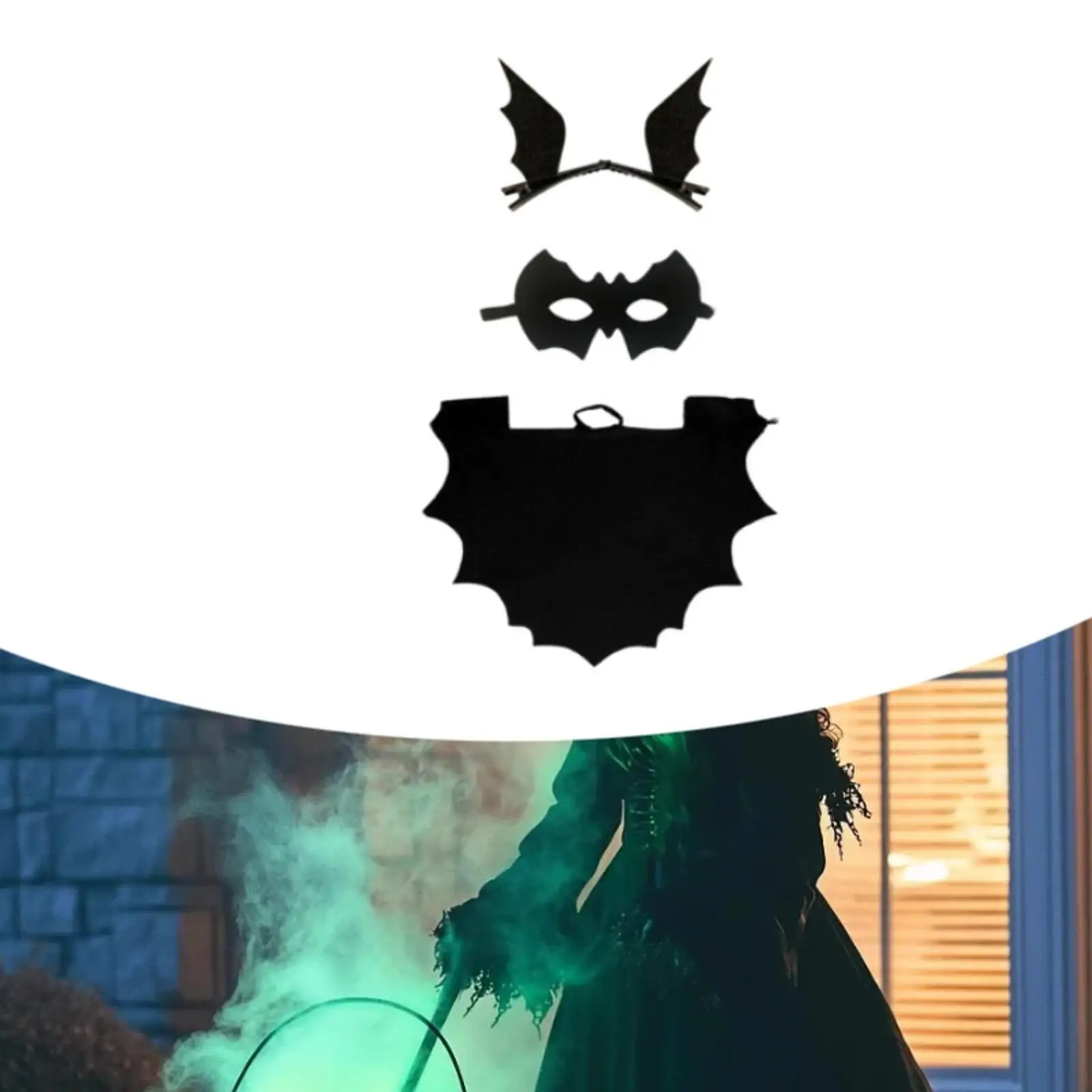 زي الخفافيش للهالوين للأطفال مع جناح الخفافيش مع مشبك شعر للمهرجانات وحفلات المسرح وعروض يوم الأطفال