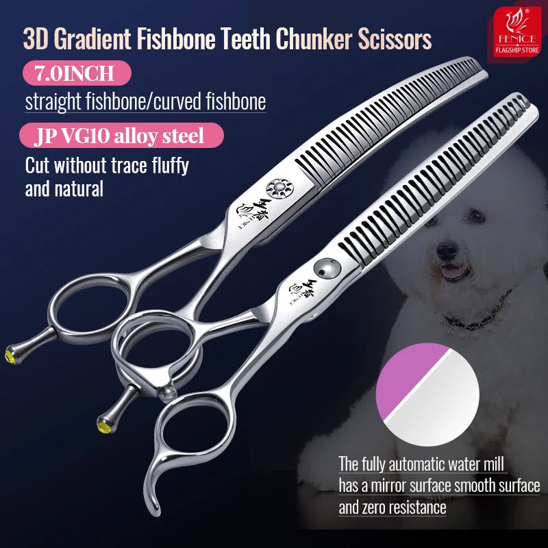 Fenice Professional VG10 Steel 6.25/6.5/7 inch Dog Grooming Shears Pet Curved/Straight/Thinning/Chunker Scissors