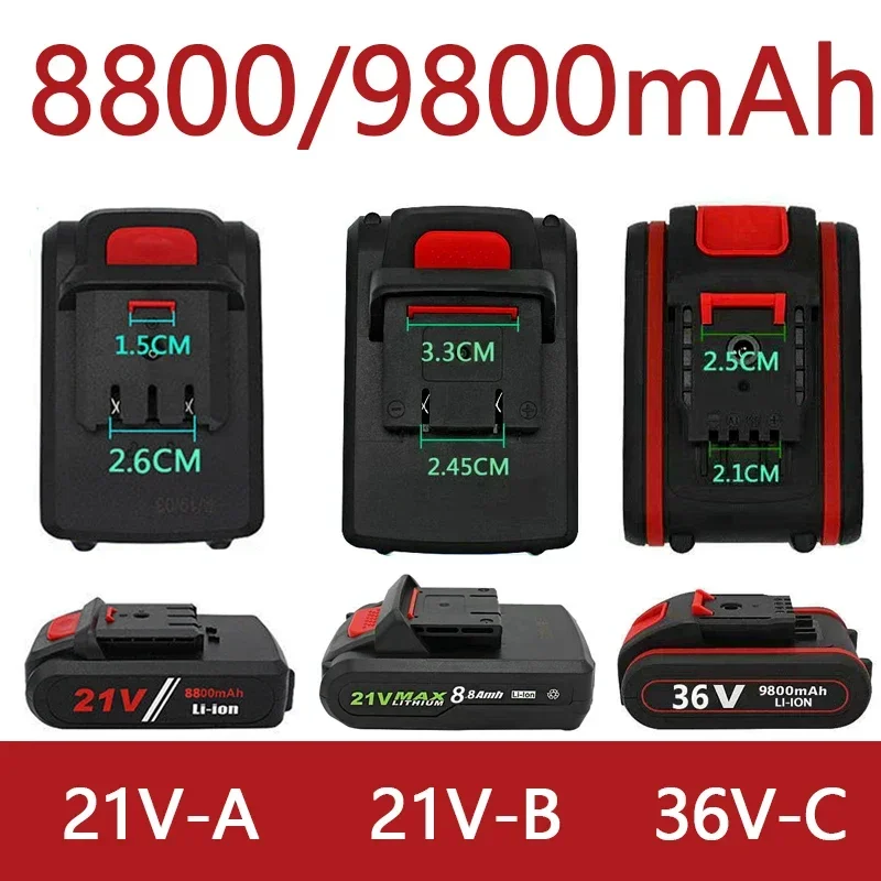 New 36V-C/8800mAh Electric drill tool rechargeable lithium battery 21V-A/B electric screw driver electric drill Li-ion battery