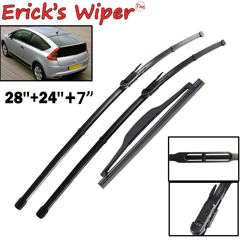 Erick's Wiper Front & Rear Wiper Blades Set For Citroen C4 Coupe 3 Door 2004 - 2010 Windshield Windscreen Clean Window 28