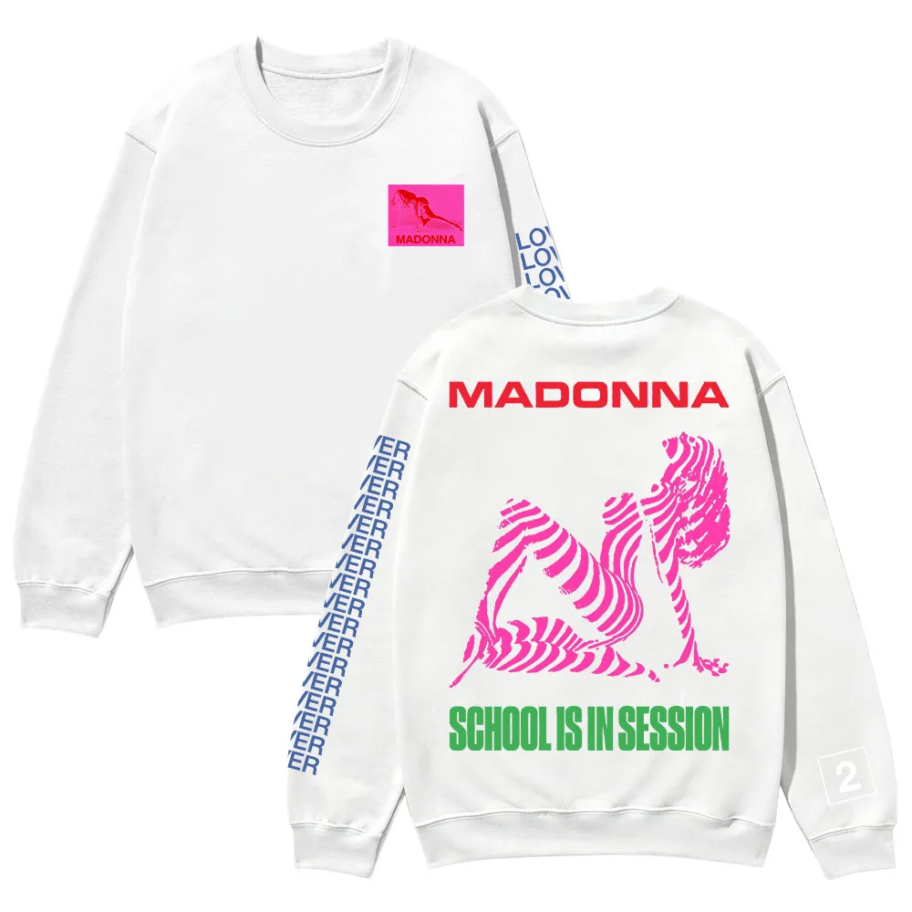 School Is in Session Madonna Merch Long Sleeve Shirt Unisex Pop Singer Round Neck Sweatshirt Casual High Street Fashion Pullover