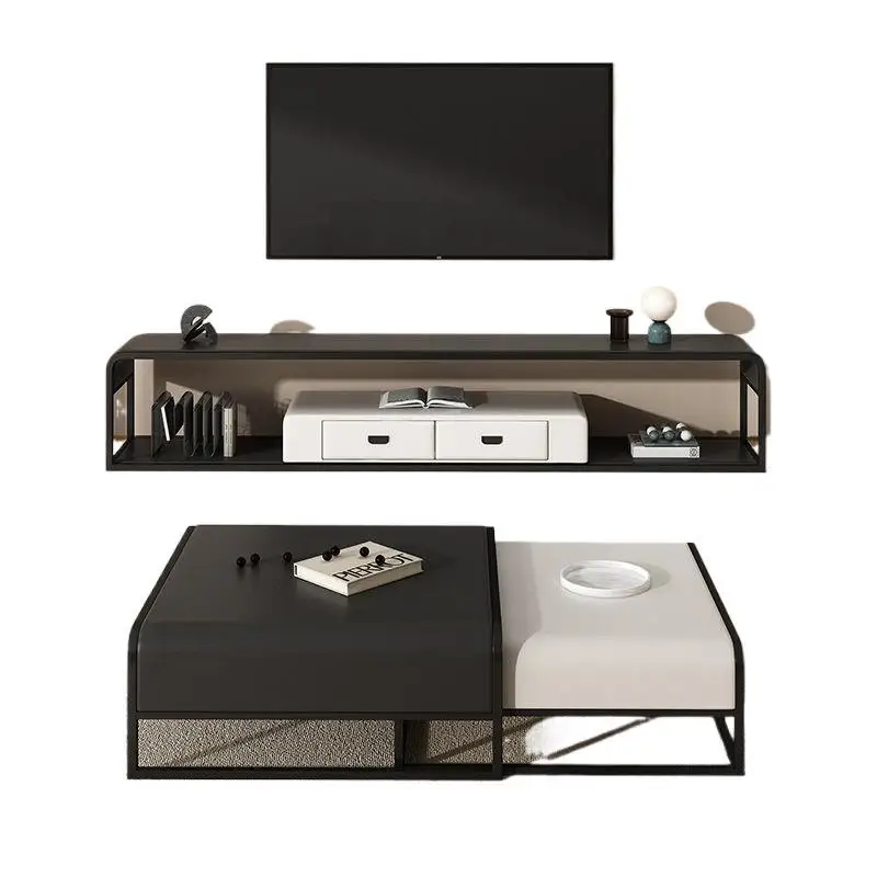 

Modern square light luxury Italian minimalist household living room coffee table small apartment telescopic combination