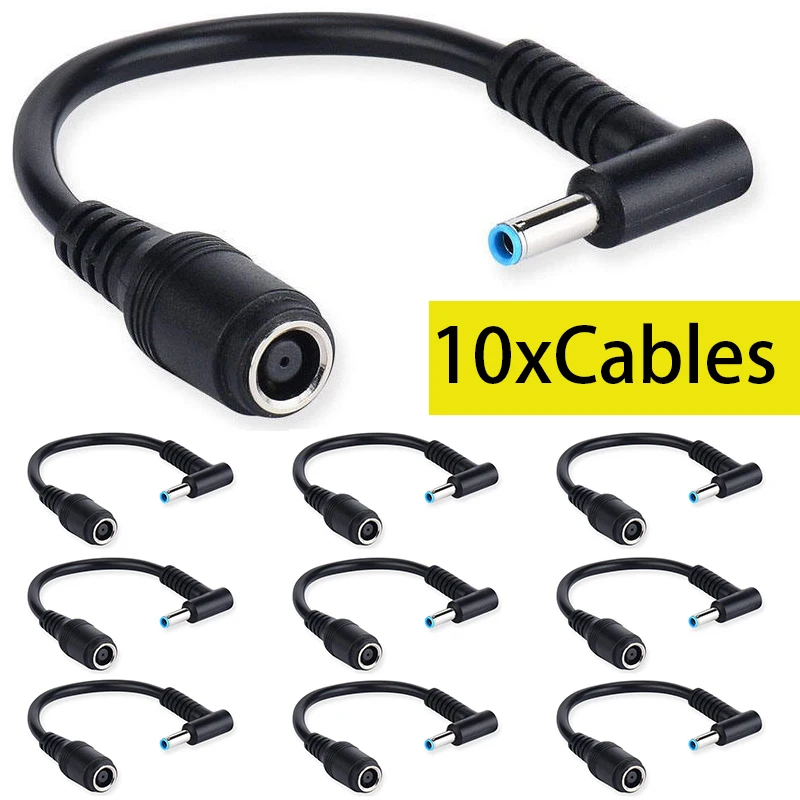 10Pcs 90 Degree Tip Laptop Power Cable DC 7.4mm x 5.0mm Female to 4.5mm x3.0mm Male Charging Connector DC Power Converter