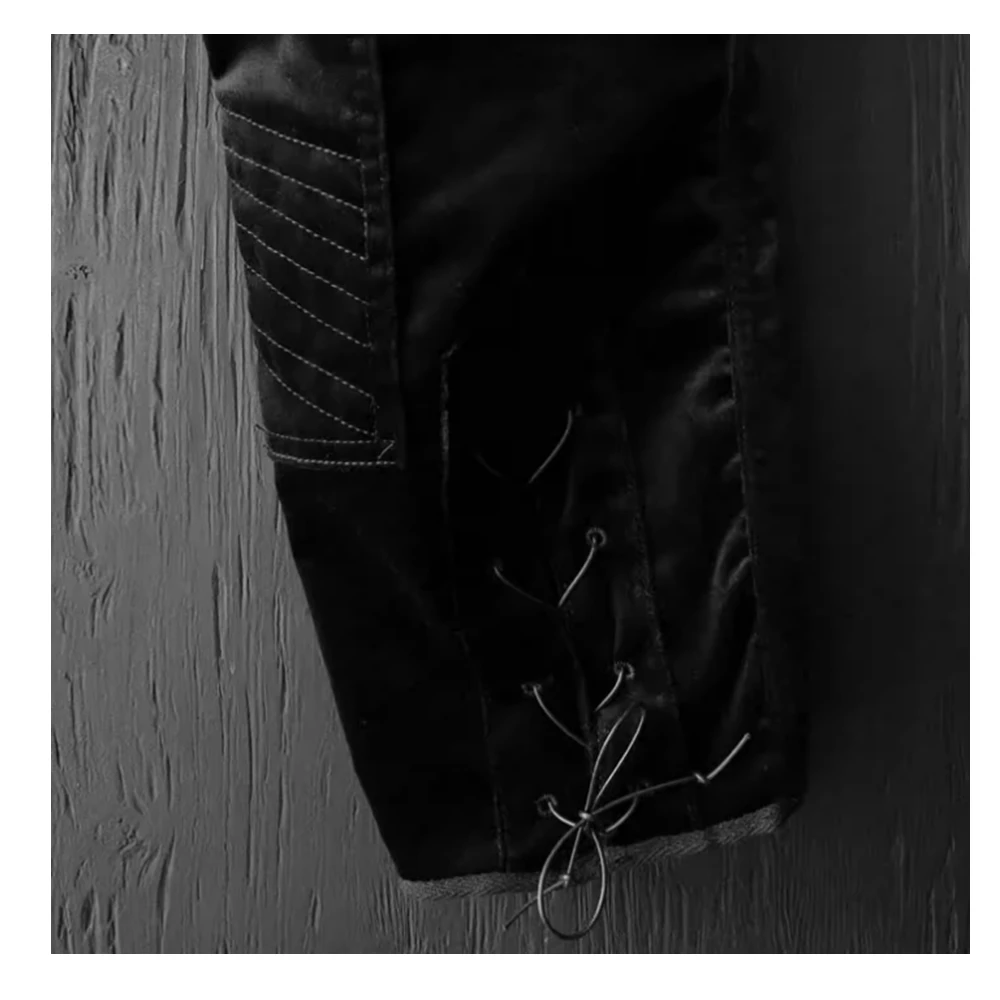 Mannen Retro Broek Punk Vintage Ridder Cosplay Casual Amerikaanse Zwarte Fleece Rijbroek