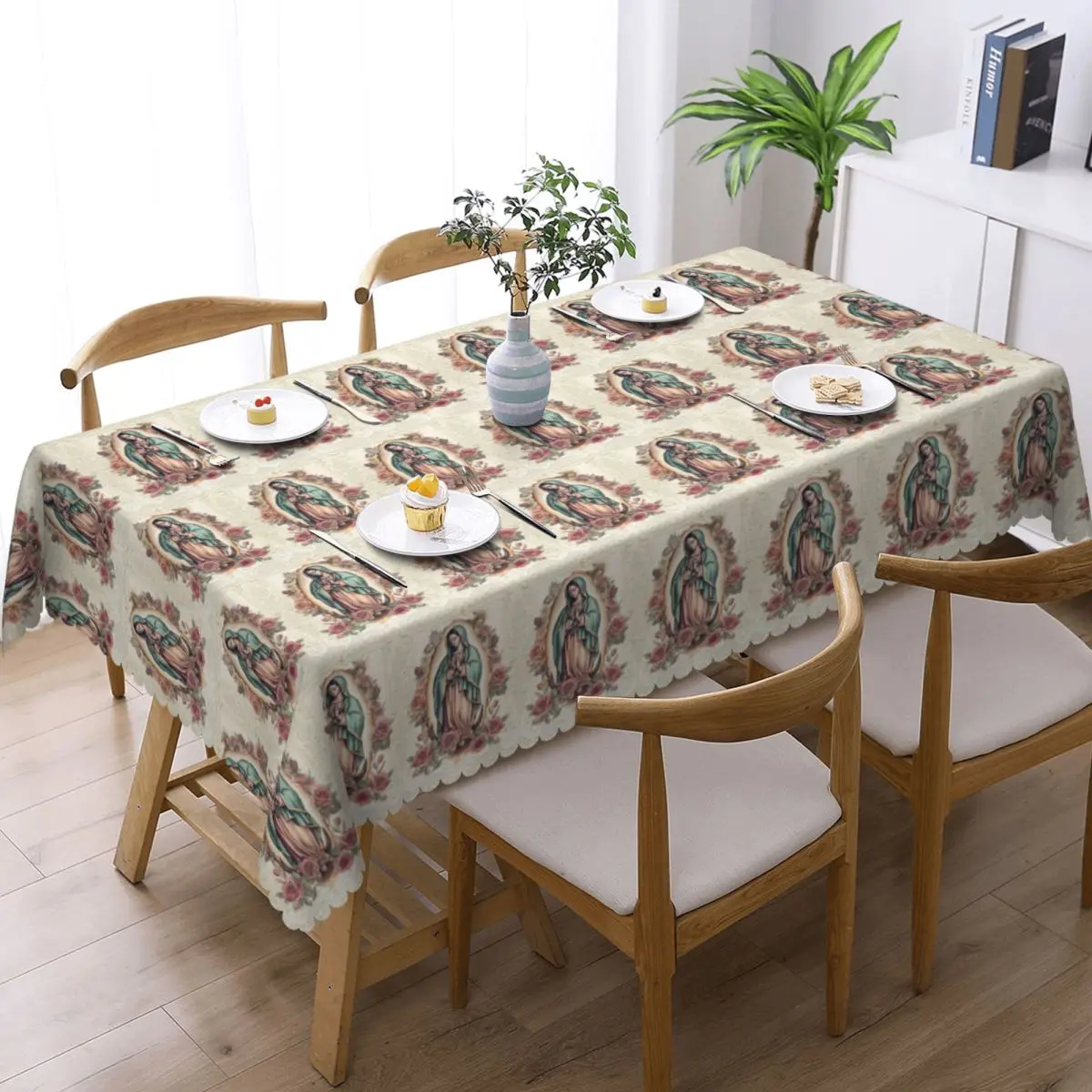 Virgin Mary Of Guadalupe Mexico Catholic Saint Custom Rectangular Tablecloth Oilproof Table Cover for Dining Events Table Cloth