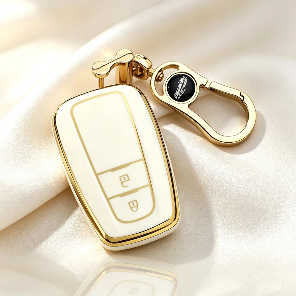 2 Buttons TPU Car Key Case for Toyota Prius Camry Corolla CHR C-HR RAV4 Land Cruiser Prado Full Cover Shell Keychain Accessories