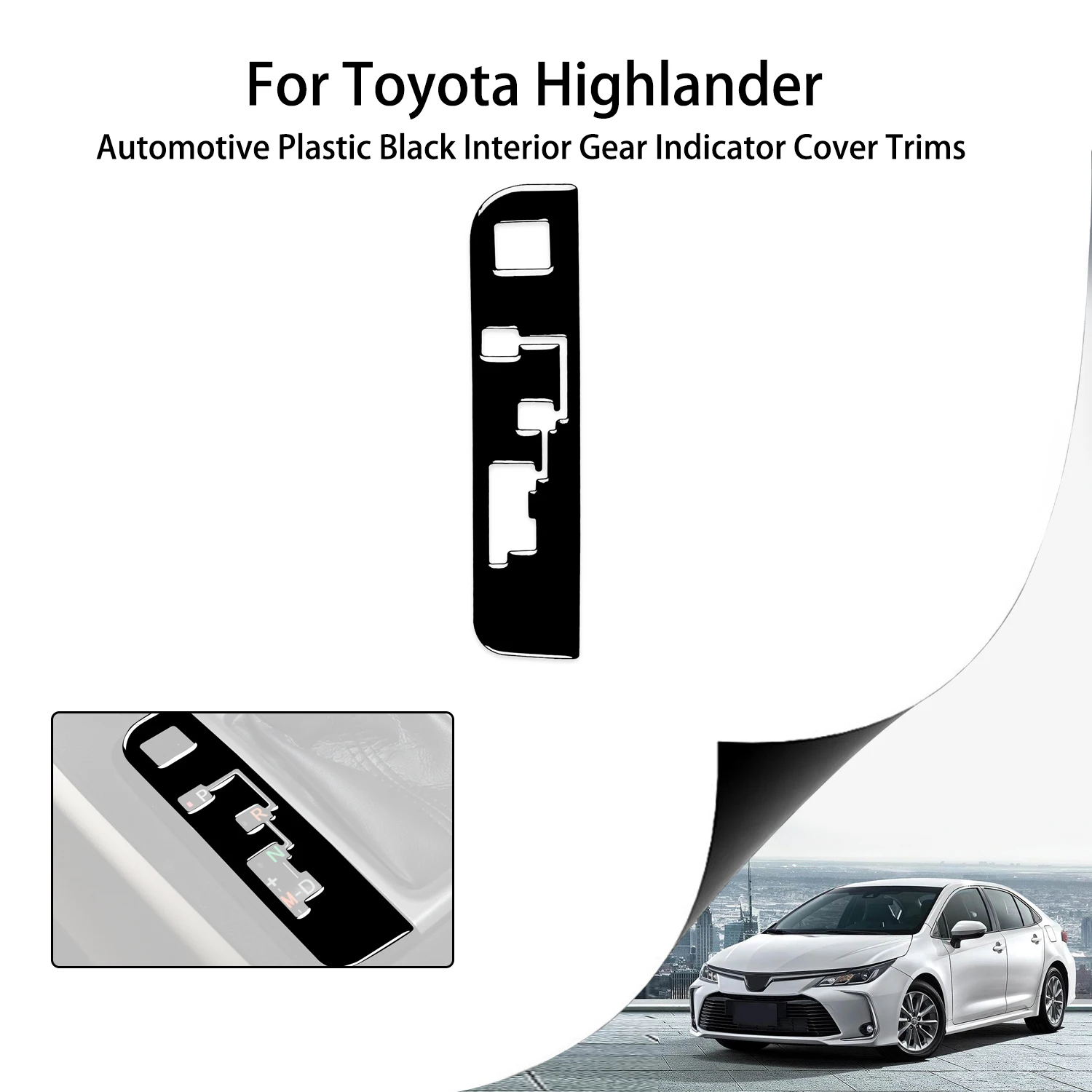 غطاء مؤشر جير داخلي أسود من البلاستيك للسيارة ، ملصق زينة لسيارة تويوتا هايلاندر 2015 ، 2016 ، 2017 ، 2018 ، ملحقات #2