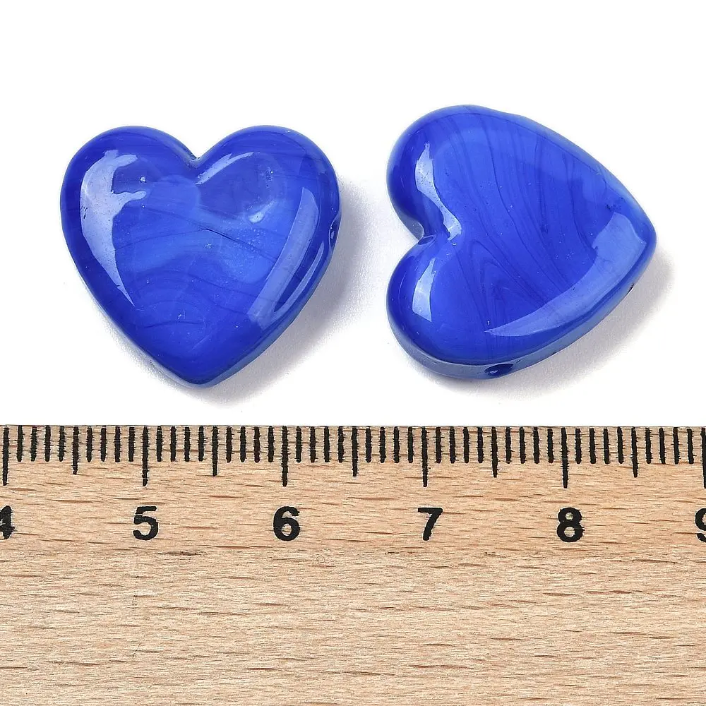10 Stück handgefertigte mehrfarbige Herz-Glasperlen aus Lampwork-Glas, Valentinstagsgeschenk, 19–20 x 6,5–7 mm für die Herstellung von DIY-Schmuck – Detail 23