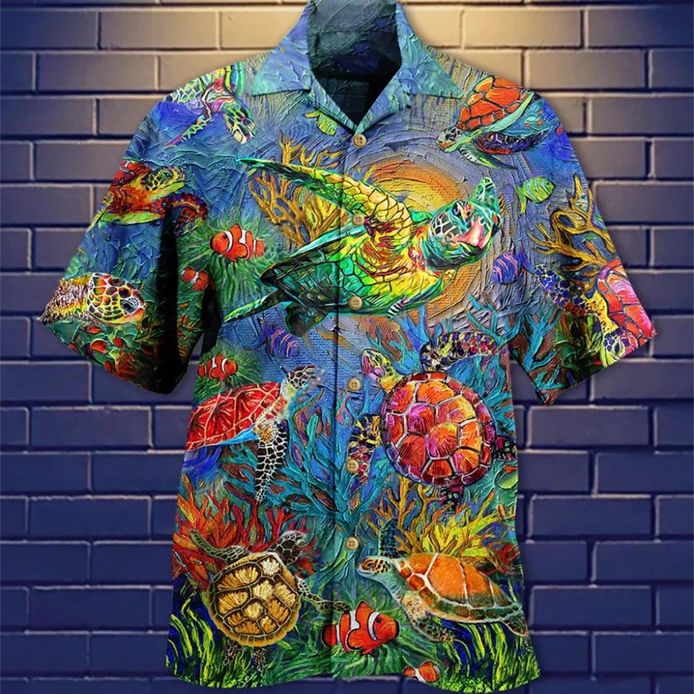 Men\'s Summer Social Floral Parrot 3d Print Shirt Fashion Single-Breasted Short Sleeve Hawaiian Shirts Blouse Vintage Clothing